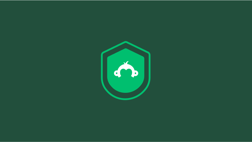 Icon of Goldie, the SurveyMonkey mascot, in a security badge icon