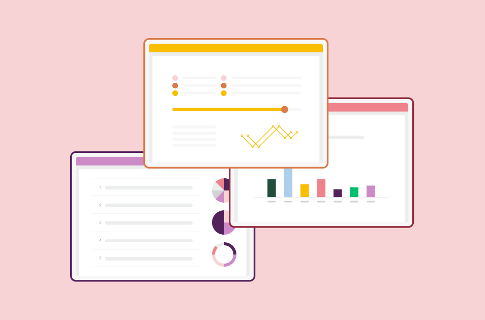 Three different screenshots of SurveyMonkey data analytics pages