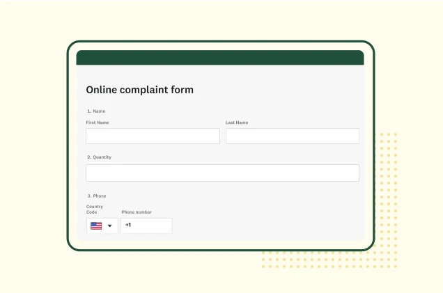 Screenshot of SurveyMonkey online complaint form