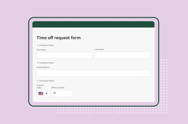 Screenshot of SurveyMonkey time off request form