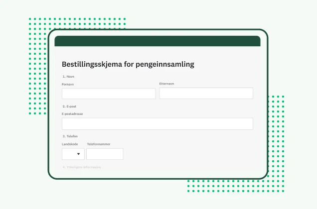 Skjermbilde av SurveyMonkeys skjemamal for pengeinnsamling