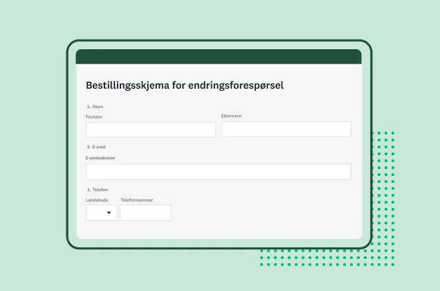 Skjermbilde av SurveyMonkeys skjema for endringsforespørsel