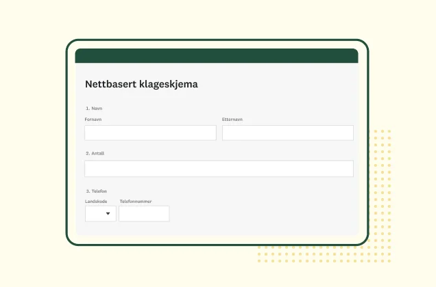 Skjermbilde av SurveyMonkeys nettbaserte klageskjema