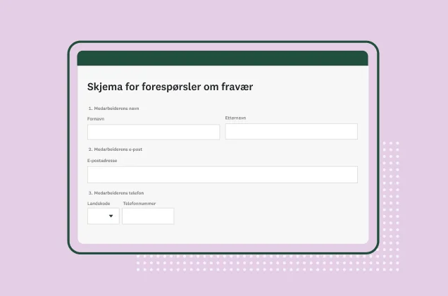 Skjermbilde av SurveyMonkeys skjema for forespørsel om fravær