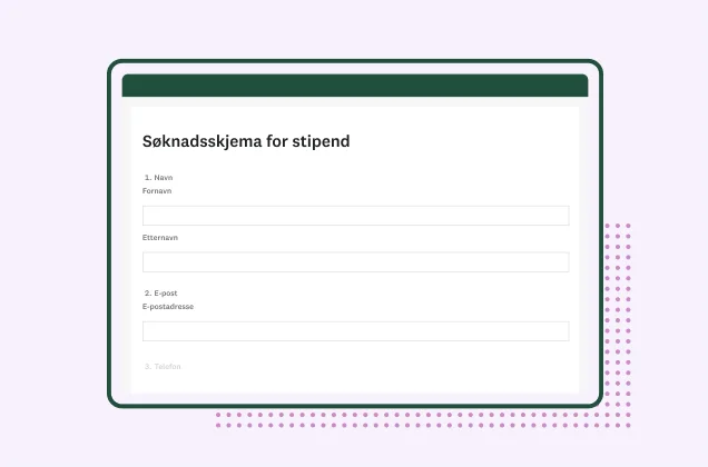 Skjermbilde av SurveyMonkeys skjemamal for stipendsøknad