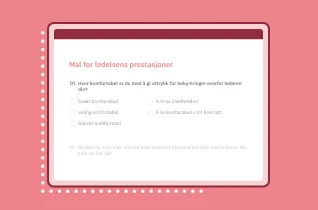 Spørreundersøkelsesmal for tilbakemelding på ledelsens prestasjoner