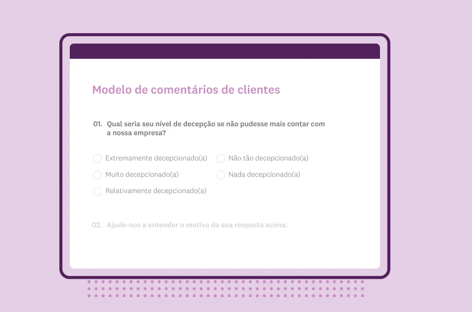 Imagem de modelo de pesquisa de comentários de clientes da SurveyMonkey