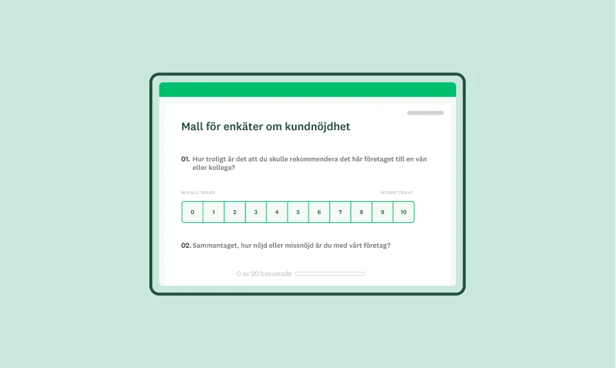 Skärmbild av en SurveyMonkey-enkätmall om kundnöjdhet