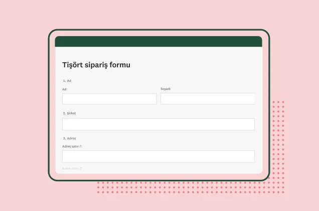 SurveyMonkey tişört sipariş formu şablonu ekran görüntüsü