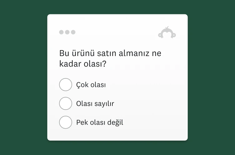 Bir anket sorusunun ürün ekran görüntüsü