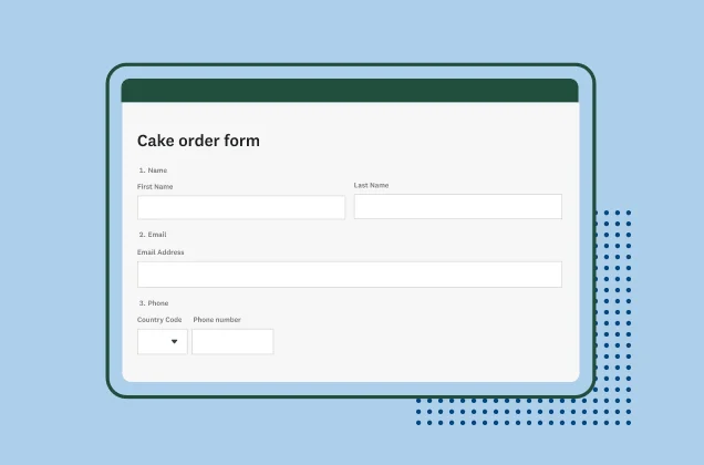Screenshot of SurveyMonkey cake order form template