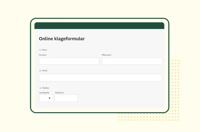 Skærmbillede af Surveymonkeys formular til online klage