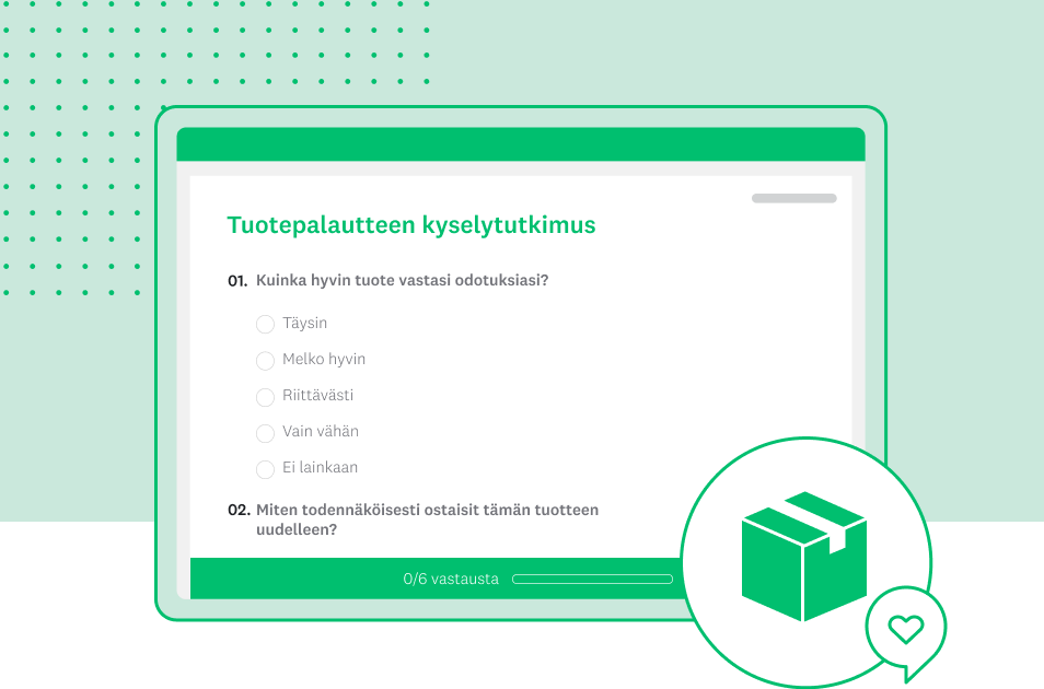 Kuvakaappaus tuotepalautteen kyselytutkimusmallista