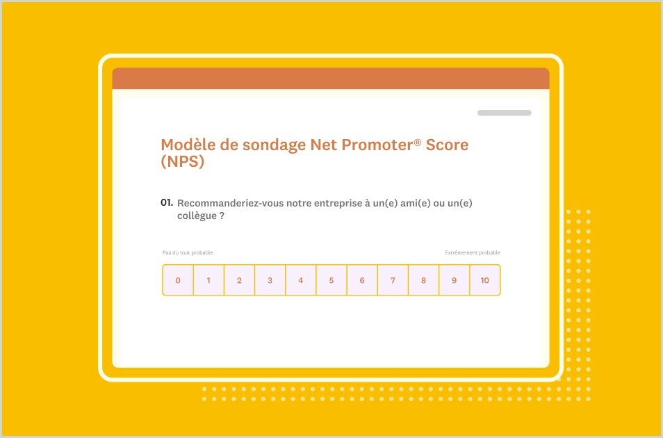 Capture d’écran du modèle de sondage NPS 