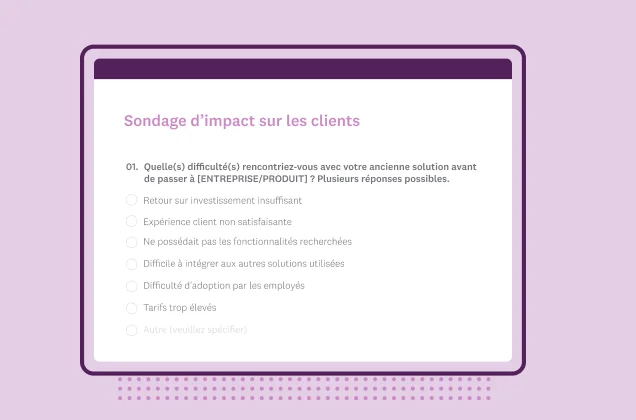 Capture d’écran du modèle de sondage SurveyMonkey sur l’impact client