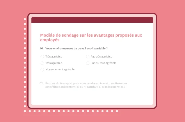 Modèle de sondage sur les avantages proposés aux employés